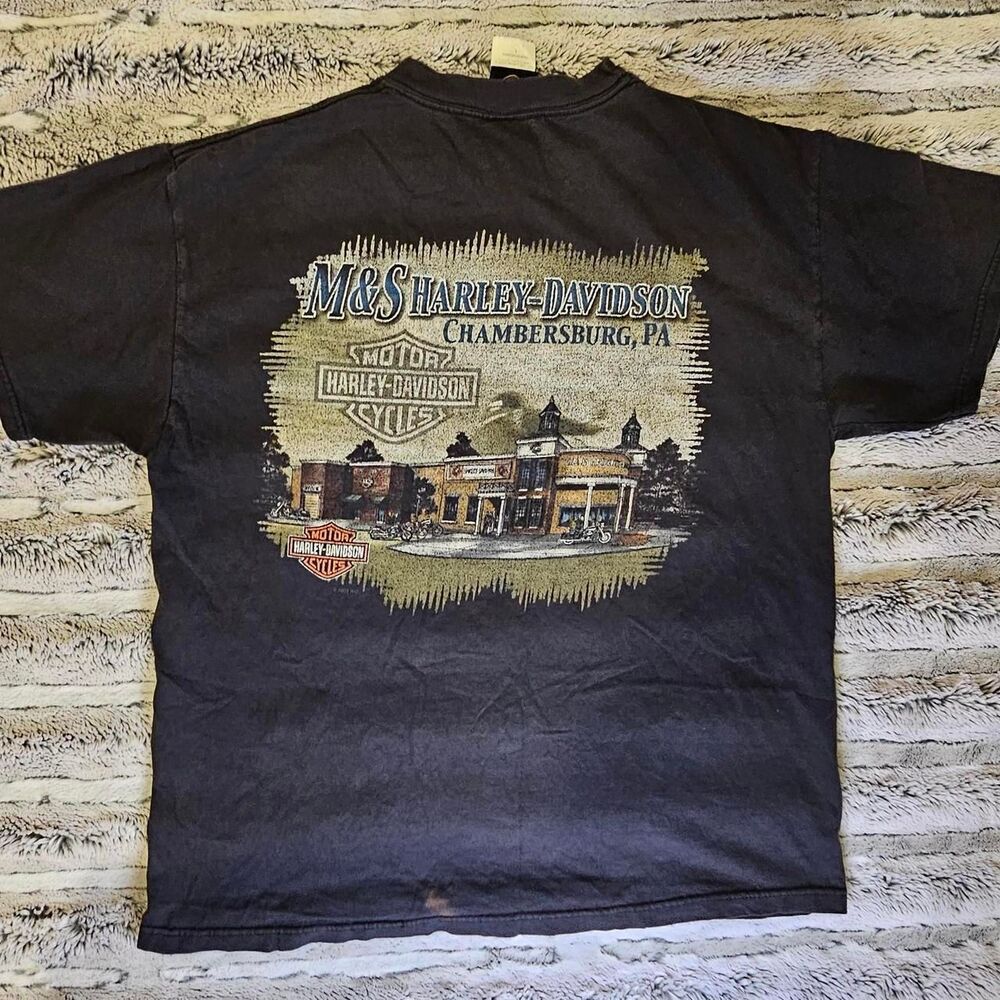 Harley-davidson Men's Black and Grey T-shirt